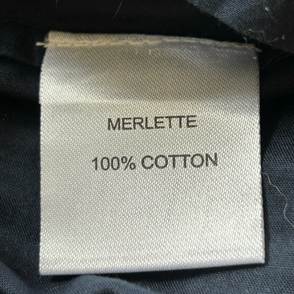 Merlette V front /V back tiered navy blue 100% cotton blouse sz M/L ?